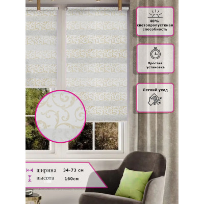 Ролл-шторы День-ночь (Зебра) С золотым узором  (Арт. 1502-014)