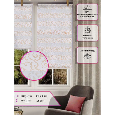 Ролл-шторы День-ночь (Зебра) С золотым узором  (Арт. 1502-015)