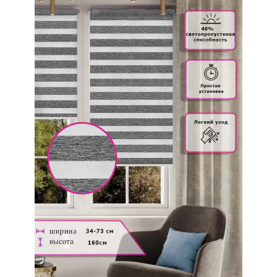 Ролл-шторы День-ночь (Зебра) Темно серые   (Арт. 2425-017)
