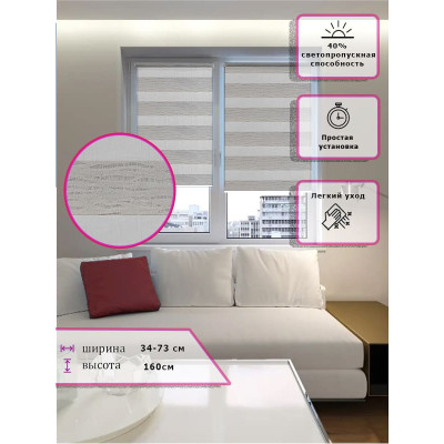 Ролл-шторы День-ночь (Зебра) Светло серые  (Арт. 3484-001)