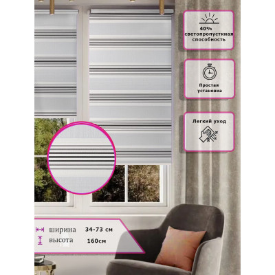 Ролл-шторы День-ночь (Зебра) Гофрированные черная полоска  (Арт. 3691-004)