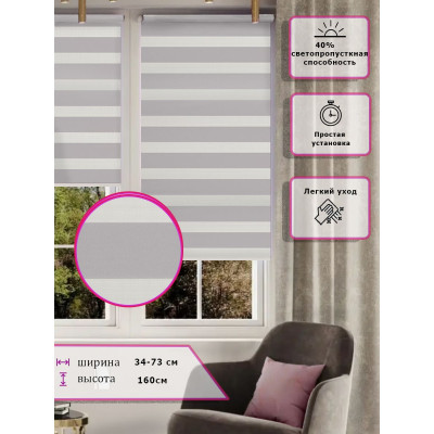 Ролл-шторы День-ночь (Зебра) Серые  (Арт. 616-005)